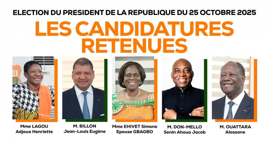 Présidentielle en Côte d'Ivoire : la campagne démarre pour les cinq candidats